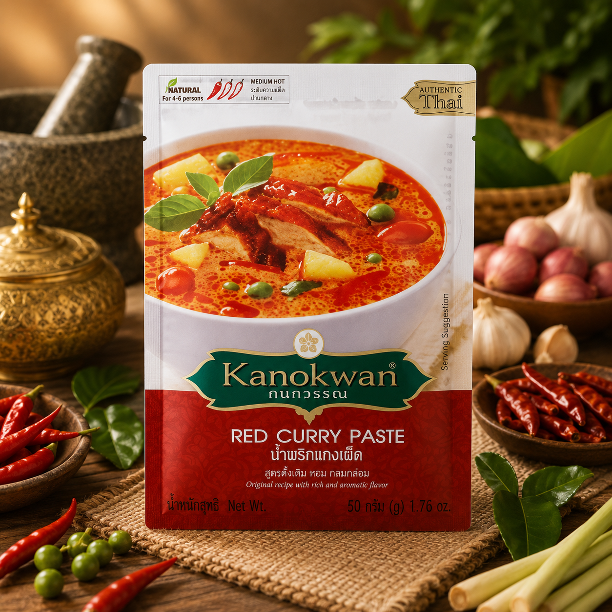 Kanokwan Red Curry Paste 50g | กนกวรรณ น้ำพริกแกงเผ็ด