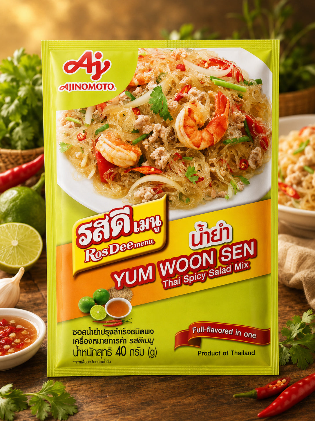 Ros Dee Yum Woon Sen Thai Spicy Salad Mix 40g | รสดีเมนู ซอสน้ำยำปรุงสำเร็จชนิดผง