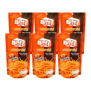 Bitee Crispy Stick Snack BBQ Flavor 45g (Pack of 6)