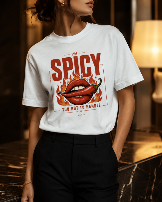 Exclusive: I'm Spicy - White | Unisex Oversized Cotton T-Shirt