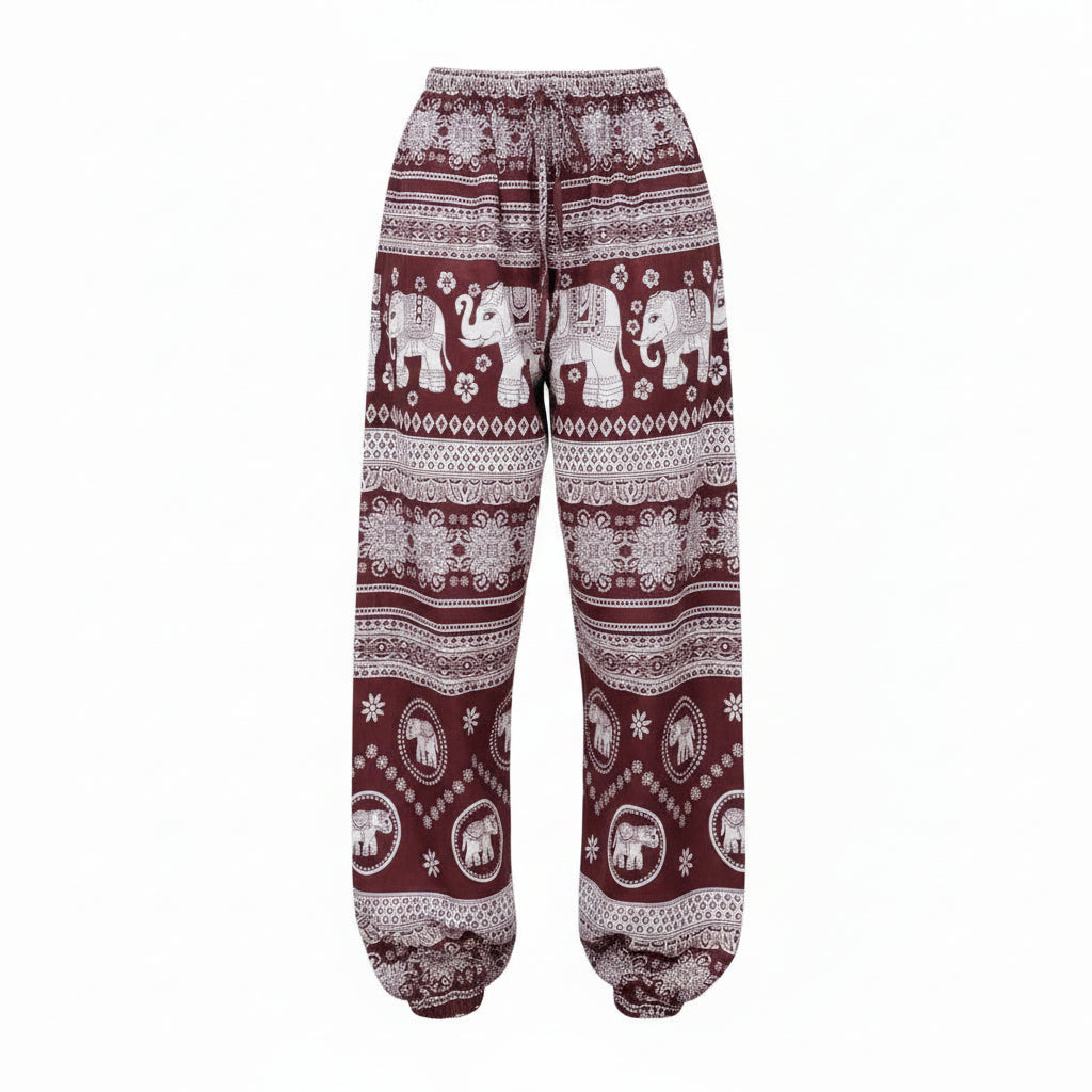 Thai Elephant Print Harem Pants