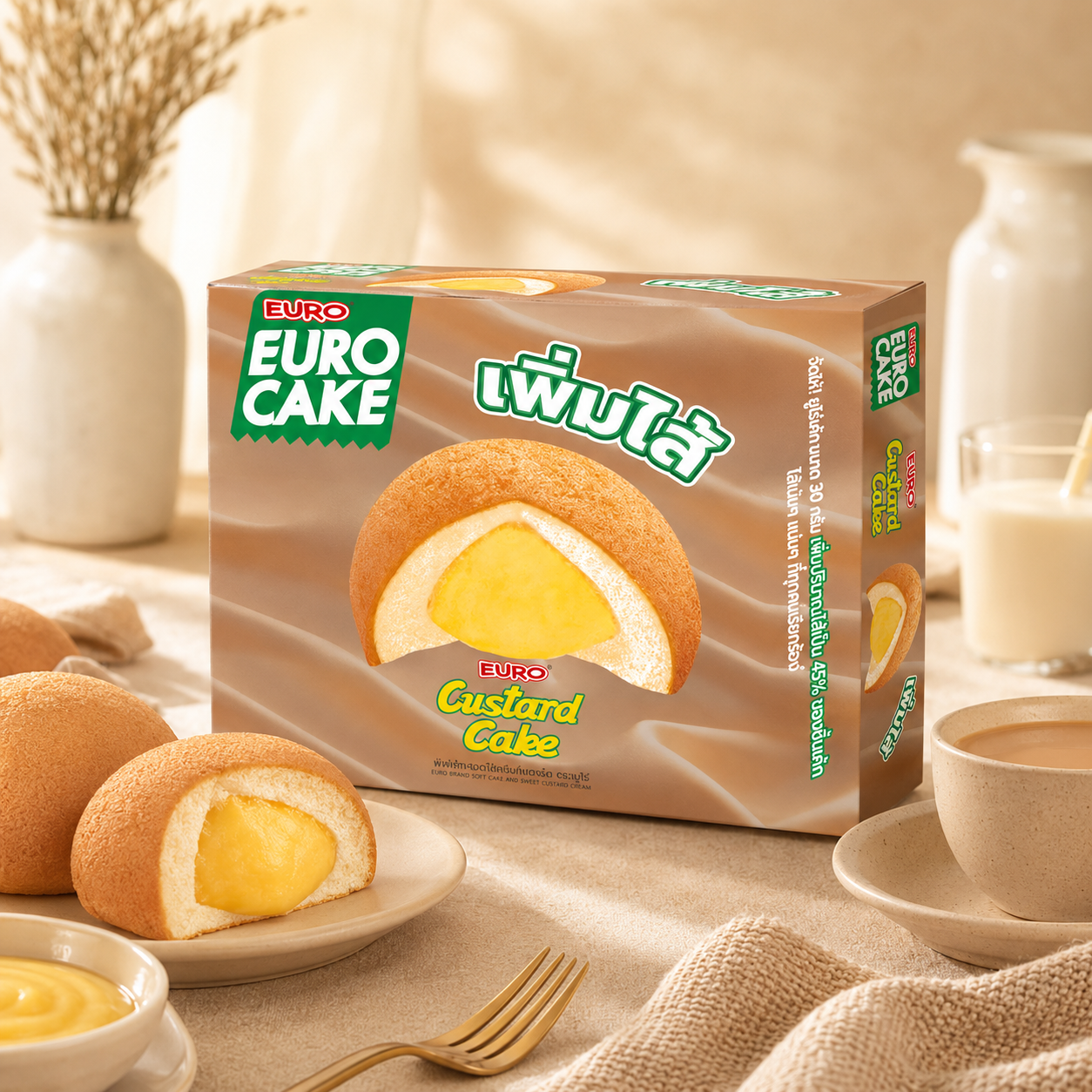 Euro Puff Cake Sweet Custard Cream 180g | ยูโร่ พัฟเค้กสอดไส้ครีมคัสตาร์ด
