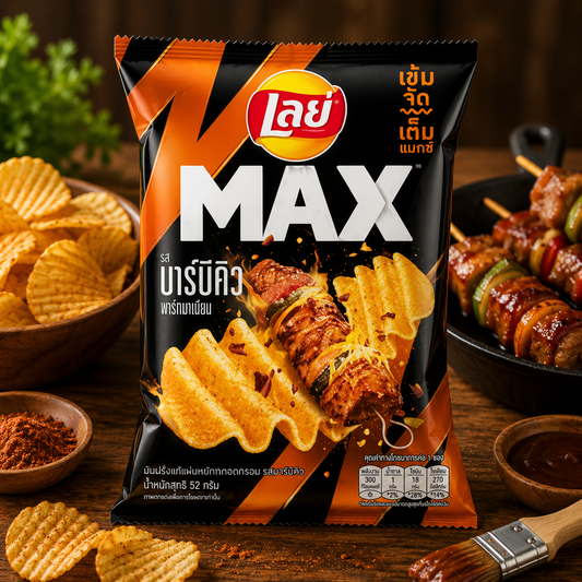 Lay's Max Ridged Potato Chips BBQ Prik Zab Zeed Flavor 69g