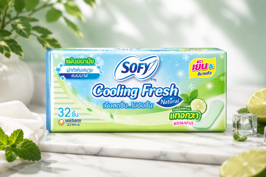 Sofy Cooling Fresh Natural Slim Sanitary Pad with Cucumber Extract 32pcs