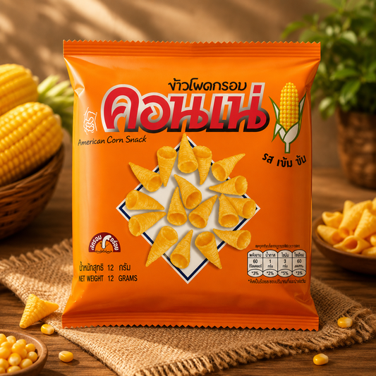 Cornae Crispy Corn Chips Original Flavor 12g x 12 Pack | คอนเน่ ขนมข้าวโพดกรอบ รสเข้มข้น 12 ก. แพ็ค 12