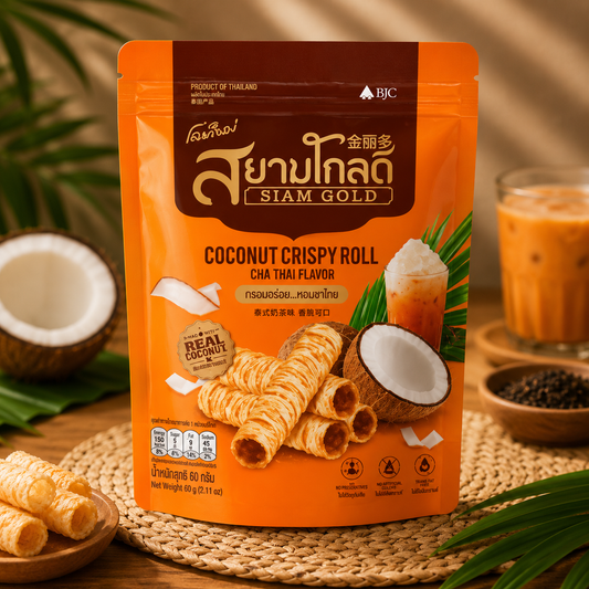 Siam Gold Coconut Crispy Roll Cha Thai Flavor 60g