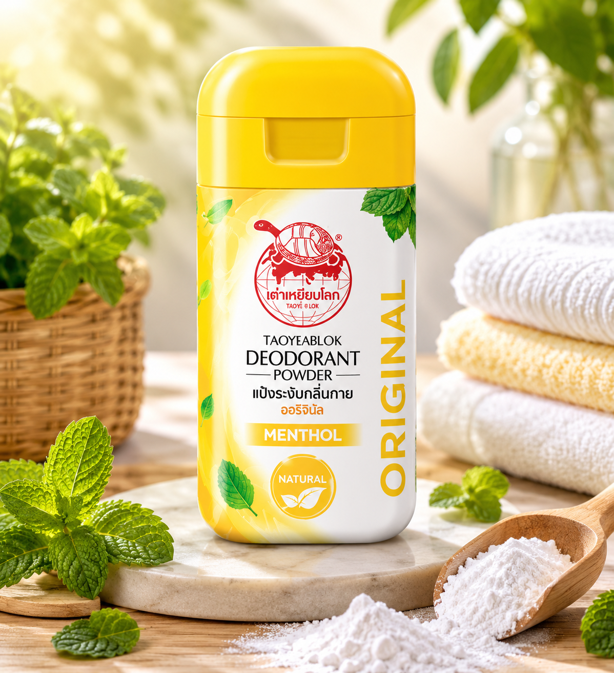 Taoyeablok Deodorant Powder Menthol 22g | เต่าเหยียบโลก แป้งระงับกลิ่นกาย สูตรออริจินัล กลิ่นเมนทอล