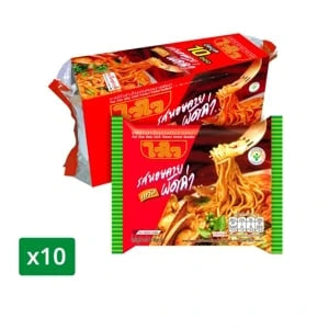 Wai Wai Pad Char Baby Clam Flavor Instant Noodles 60g x 10 Pack | ไวไว บะหมี่กึ่งสำเร็จรูป รสหอยลายผัดฉ่า 60 ก. แพ็ค 10
