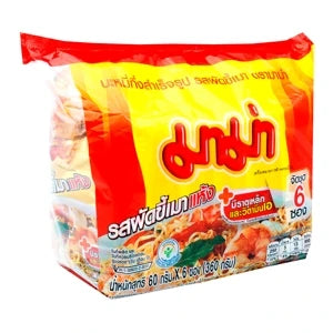 MAMA Instant Noodles Pad Kee Mao Stir-Fried Flavor 60g x 6 Pack | มาม่า บะหมี่กึ่งสำเร็จรูป รสผัดขี้เมาแห้ง 60 ก. แพ็ค 6