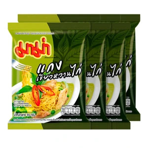 MAMA Instant Noodles Green Curry Chicken Flavor 55g x 6 Pack | มาม่า บะหมี่กึ่งสำเร็จรูป รสแกงเขียวหวานไก่ 55 ก. แพ็ค 6