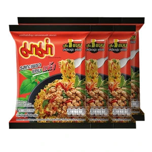 MAMA Instant Noodles Spicy Basil Stir-Fried Flavor 55g x 6 Pack | มาม่า บะหมี่กึ่งสำเร็จรูป รสกะเพราแซบแห้ง 55 ก. แพ็ค 6
