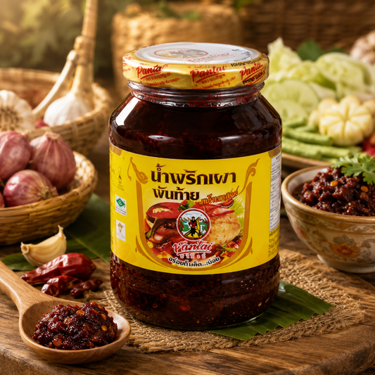 Pantainorasingh Nam Prik Pao Chilli Paste with Soy Bean Oil Medium Spicy 500g