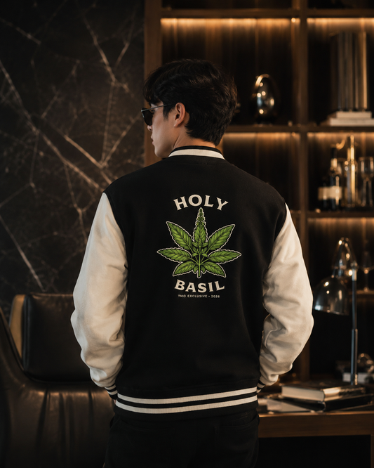 Exclusive: Holy Basil Two-Tone Fleeced Varsity Jacket