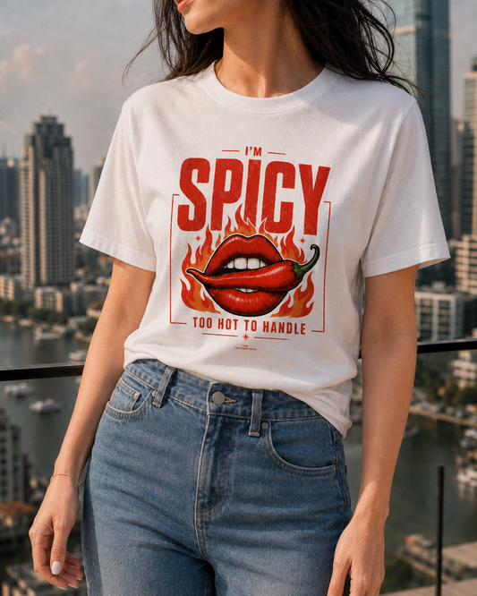Exclusive: I'm Spicy - White | Unisex Oversized Cotton T-Shirt