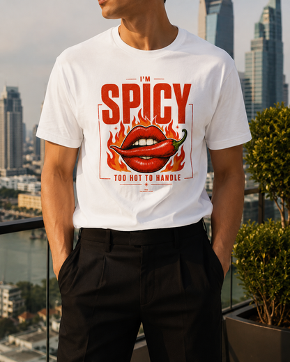 Exclusive: I'm Spicy - White | Unisex Oversized Cotton T-Shirt