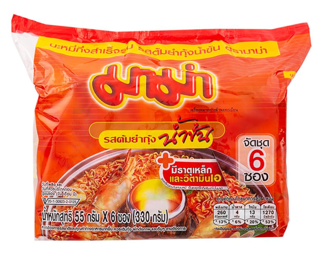 MAMA Instant Noodles Creamy Shrimp Tom Yum 55g x 6 Pack