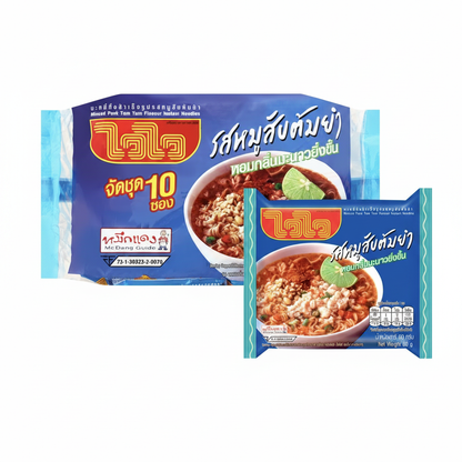 Wai Wai Minced Pork Tom Yum instant noodles 60g x 10 pack, blue packaging