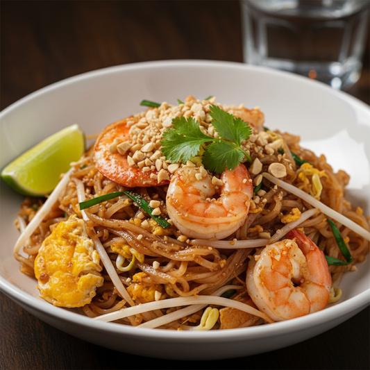 Finished Phad Thai dish made with Blue Elephant cooking set