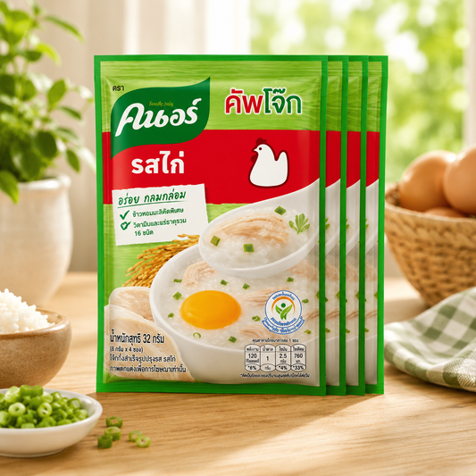 Kraft food package on a wooden table with a blurred background